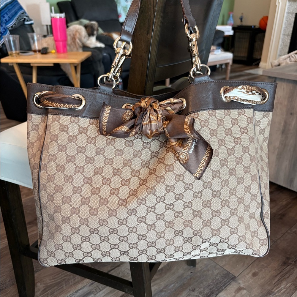 Gucci Logo Scarf Tote